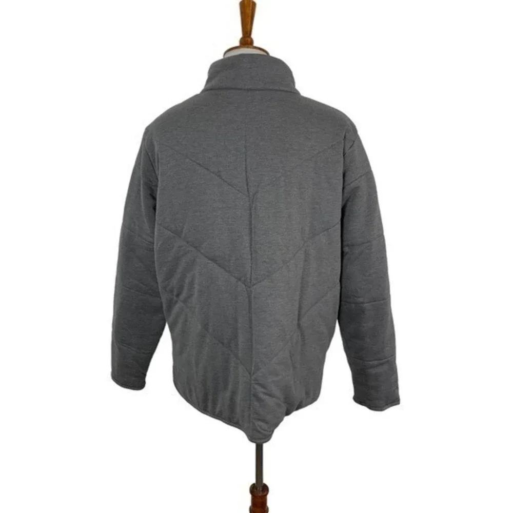 Three Dots Gray Full Zip Puffer Jacket Heather Pavement XL Lightweight Quilted